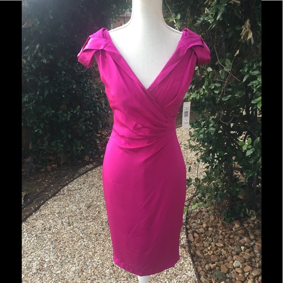 Badgley Mischka Pink Silk Cocktail Dress NWT Sz 4 - Picture 1 of 8